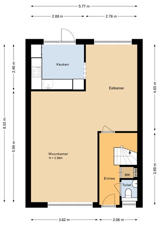 Floorplan - Bachlaan 16, 3752 HH Bunschoten-Spakenburg